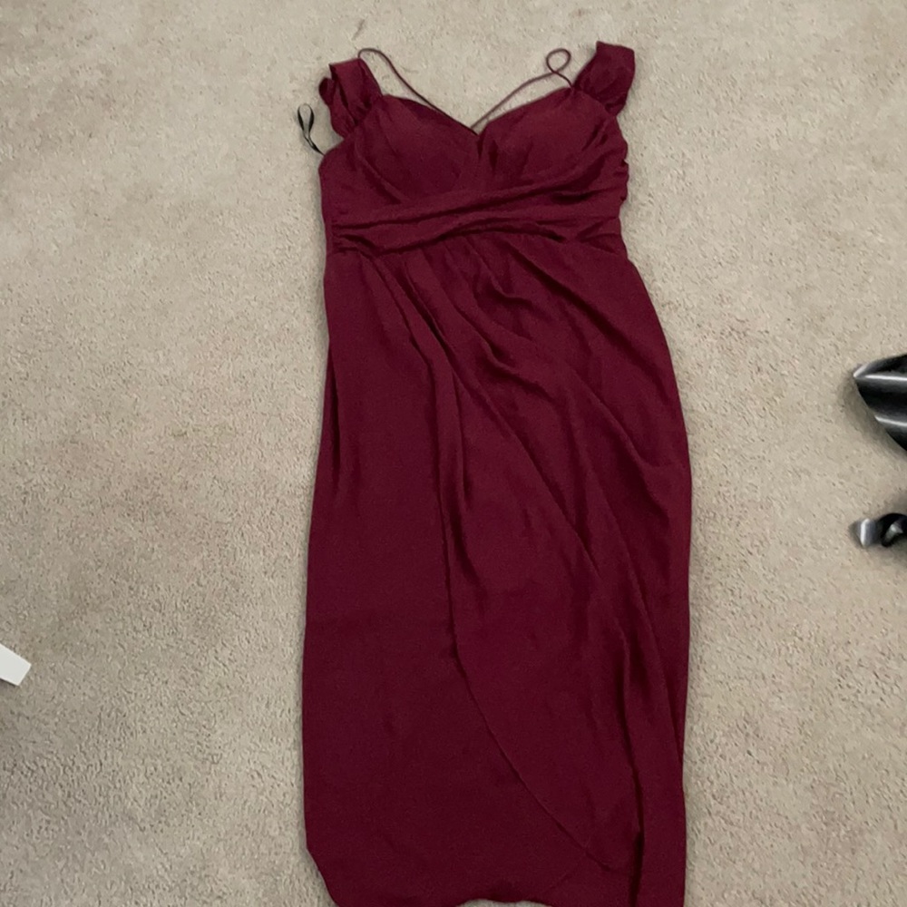 City chic burgundy dress